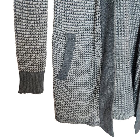 Toad & Co Recycled Denim Waffle Knit Cardigan Sweater Gray Small Long Line - Picture 4 of 13